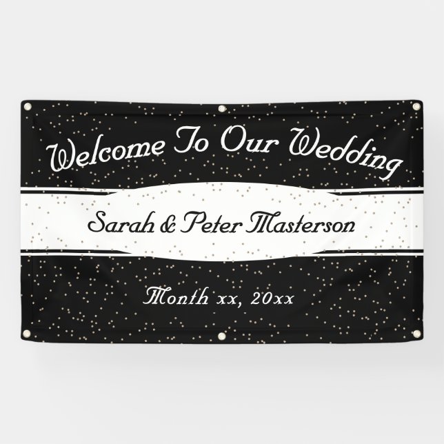 Elegant Modern Confetti Gold Wedding Banner (Horizontal)