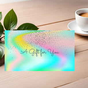 Elegant Modern Confetti Rainbow Holographic Discount Card