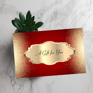 Elegant Modern Confetti,Red, Gold Frame Discount Card