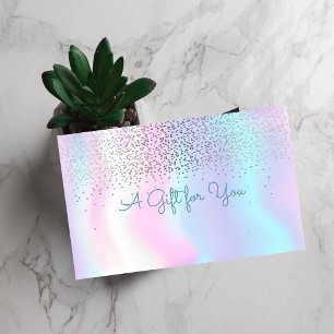 Elegant Modern Confetti Shiny Holographic Discount Card
