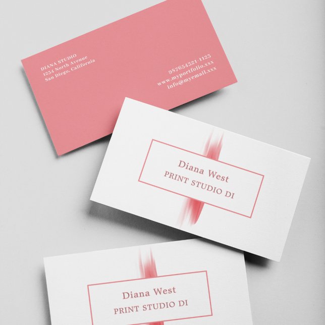 Elegant Modern Contemporary Light Red Business Card (Creator Uploaded)