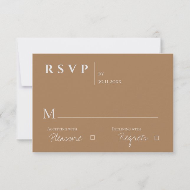 Elegant Modern Contemporary Minimalist Wedding RSVP Card (Front)