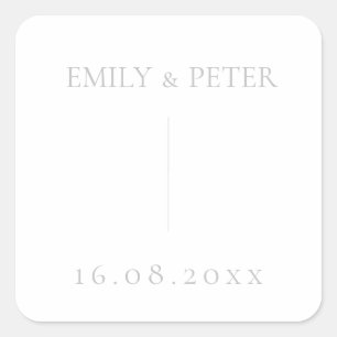 Elegant Modern Contemporary Minimalist Wedding Square Sticker