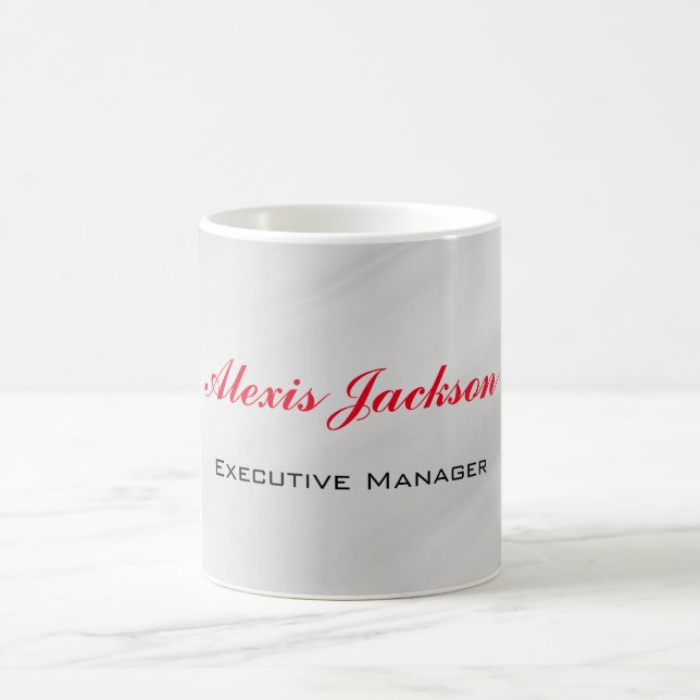 Elegant Modern Contemporary Style Grey Red Coffee Mug (Center)