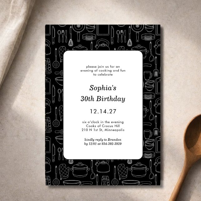 Elegant Modern Cooking Party Chef Birthday Party Invitation (Creator Uploaded)
