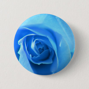 elegant, modern, cool blue rose flower. 6 cm round badge