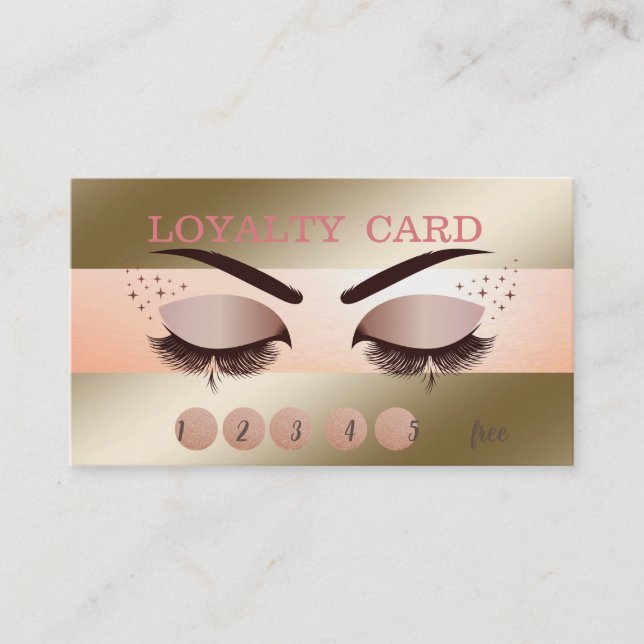 Elegant Modern Cool Faux Lashes Loyalty Card (Front)