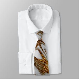 Elegant modern copper gold and white marble look tie