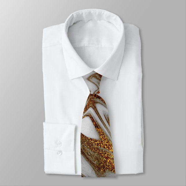 Elegant modern copper gold and white marble look tie (Tied)