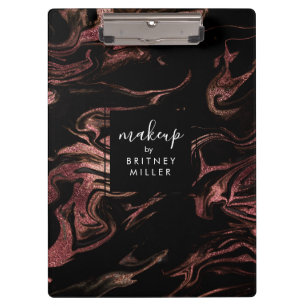 Elegant modern copper rose gold black marble clipboard
