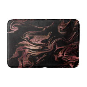Elegant modern copper rose gold black marble look bath mat