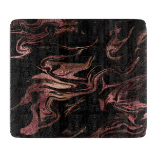 Elegant modern copper rose gold black marble look cutting board