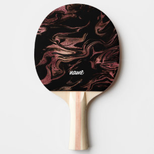 Elegant modern copper rose gold black marble look ping pong paddle