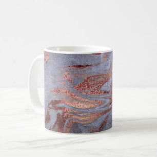 Elegant modern copper rose gold & blue marble coffee mug