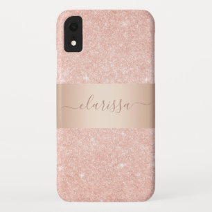 Elegant modern copper rose gold glitter  iPhone XR case
