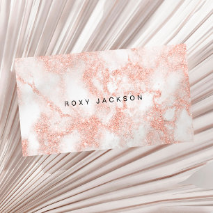 Elegant modern copper rose gold glitter marble business card