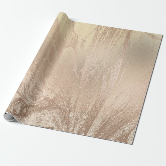 Elegant modern copper rose gold glitter marble wrapping paper (Unrolled)
