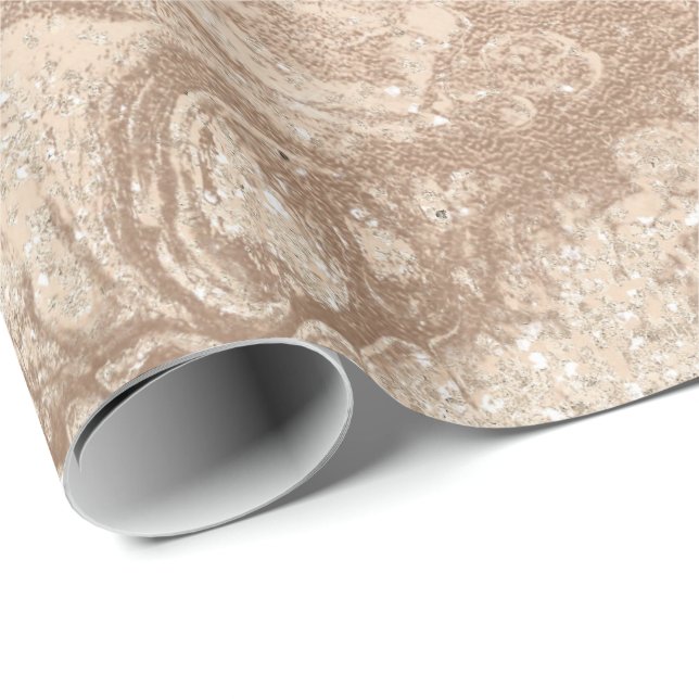 Elegant modern copper rose gold glitter marble wrapping paper (Roll Corner)