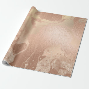 Elegant modern copper rose gold glitter marble wrapping paper