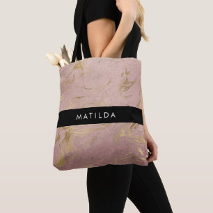 Elegant modern copper rose gold & gold marble tote bag