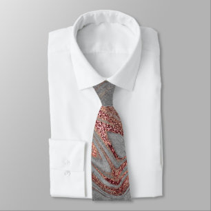 Elegant modern copper rose gold grey marble look tie