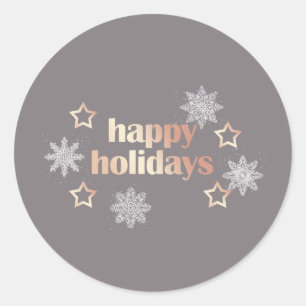 Elegant modern copper rose gold Happy Holidays Classic Round Sticker
