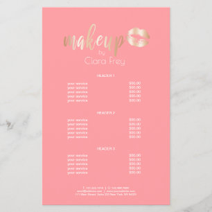 Elegant modern copper rose gold lips and makeup flyer