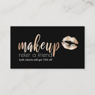 Elegant modern copper rose gold lips and makeup referral card