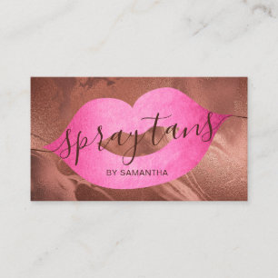 Elegant modern copper rose gold lips spray tans business card