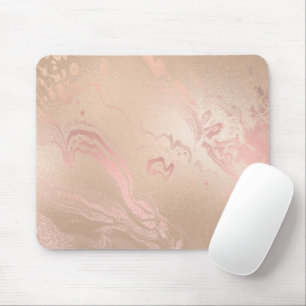 Elegant modern copper rose gold marble glitter mouse pad