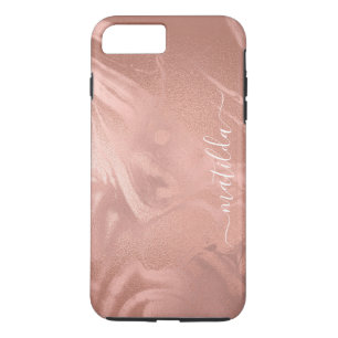 Elegant modern copper rose gold marble look iPhone 8 plus/7 plus case