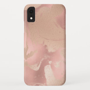Elegant modern copper rose gold marble look iPhone XR case