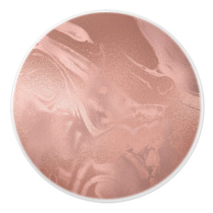 Elegant modern copper rose gold marble look ceramic knob