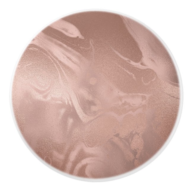 Elegant modern copper rose gold marble look ceramic knob (Front)