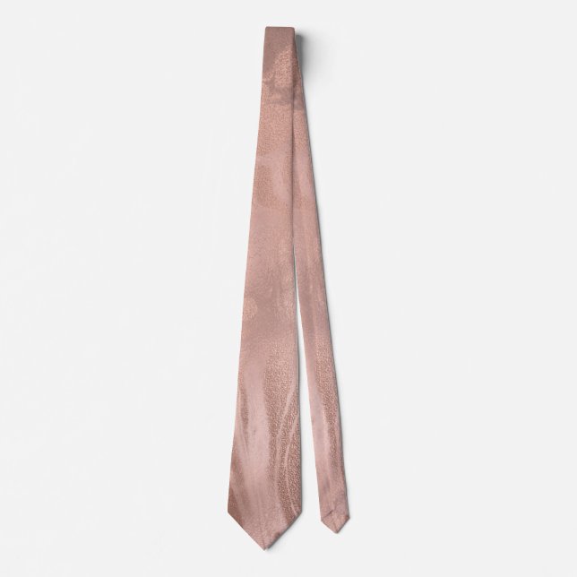 Elegant modern copper rose gold marble look tie (Front)