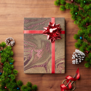 Elegant modern copper rose gold marble look wrapping paper