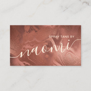 Elegant modern copper rose gold marble spray tans business card
