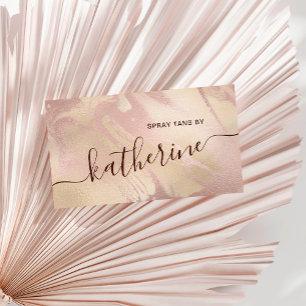 Elegant modern copper rose gold marble spray tans business card