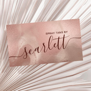 Elegant modern copper rose gold marble spray tans business card