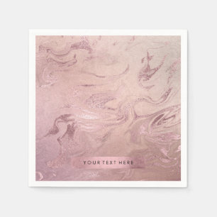 Elegant modern copper rose gold pink marble look napkin