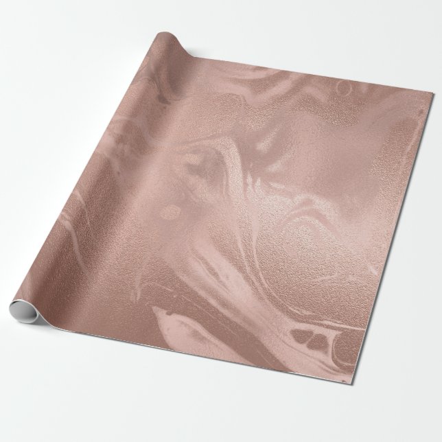 Elegant modern copper rose gold & pink marble wrapping paper (Unrolled)