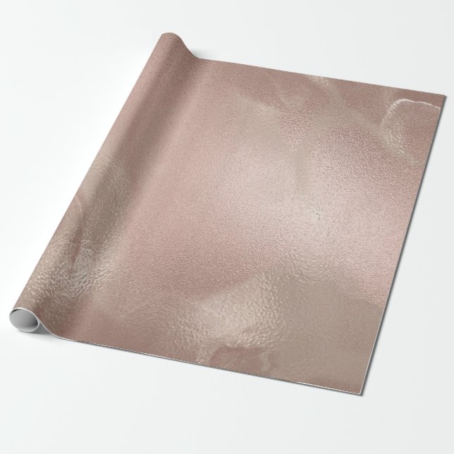 Elegant modern copper rose gold & pink marble wrapping paper (Unrolled)