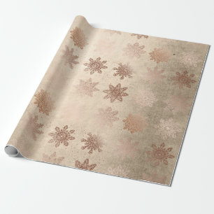 Elegant modern copper rose gold snowflake pattern wrapping paper