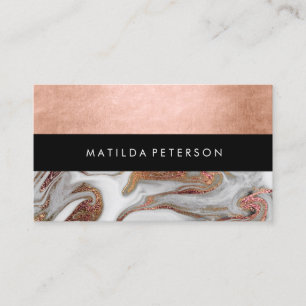 Elegant modern copper rose gold white marble business card