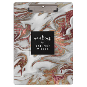Elegant modern copper rose gold white marble clipboard
