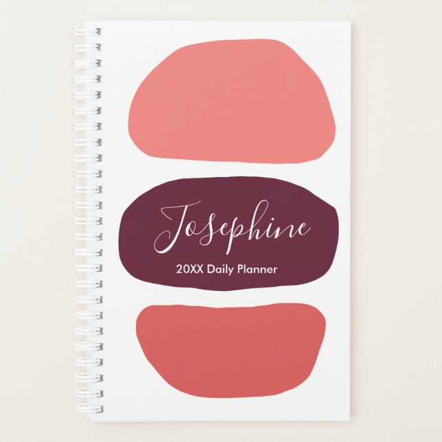 Elegant Modern Coral Pattern Personalise Daily Planner (Front)