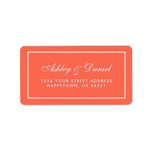 Elegant Modern Coral White Wedding Label
