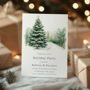 Elegant Modern Corporate Christmas Holiday Party Invitation