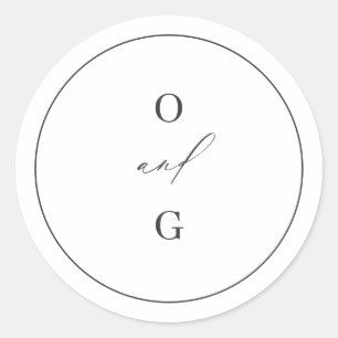Elegant modern couple monograms minimalist wedding classic round sticker