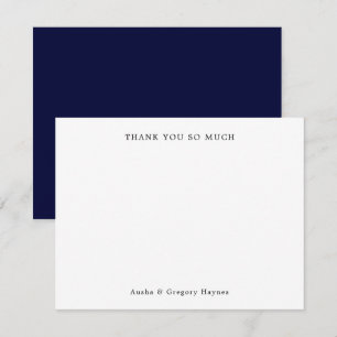 Elegant Modern Couple Navy Blue Thank You Card